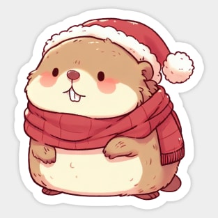 Fat Christmas Marmot Sticker